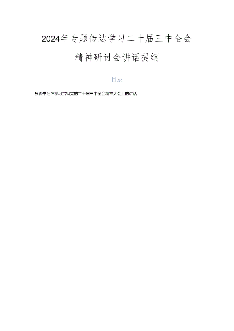 2024年专题传达学习二十三中全会精神研讨会讲话提纲.docx_第1页