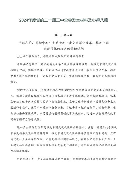2024党的二十三中全会发言材料及心得八篇.docx