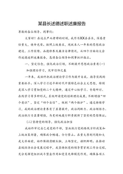 某县长述德述职述廉报告.docx