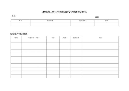 XX电力工程技术有限公司安全费用登记台账（2024年）.docx