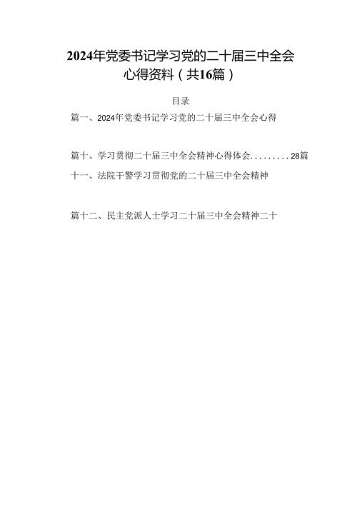 2024年党委书记学习党的二十三中全会心得资料（共16篇）.docx
