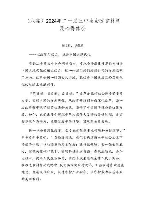 （八篇）2024年二十三中全会发言材料及心得体会.docx