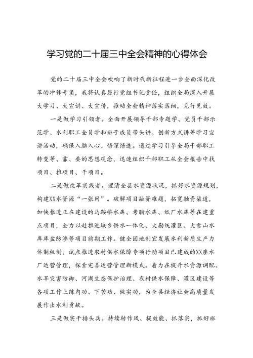 学习贯彻党的二十三中全会精神的心得体会简短交流发言材料33篇.docx