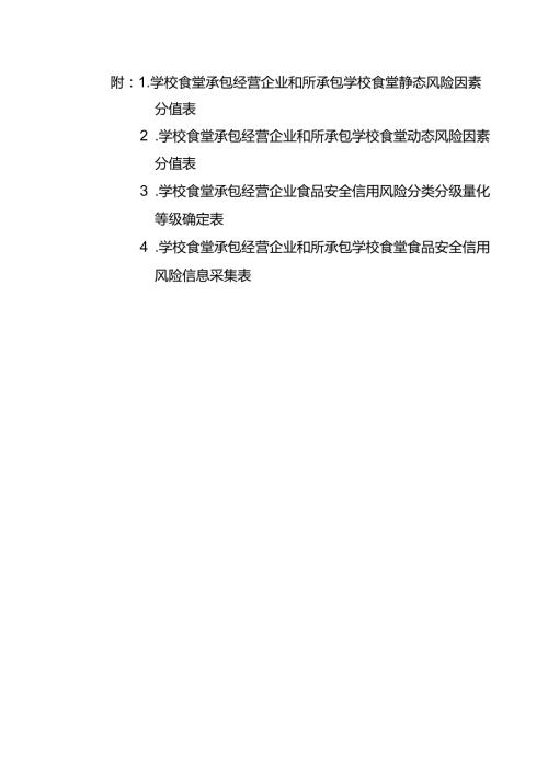 学校食堂承包经营企业和所承包学校食堂静态、动态风险因素分值表、食品安全信用风险分类分级量化等级确定表、信息采集表.docx