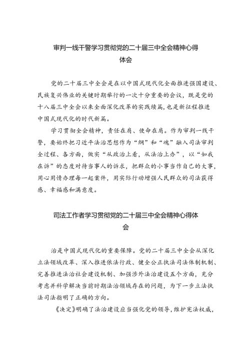 审判一线干警学习贯彻党的二十三中全会精神心得体会（共五篇）.docx