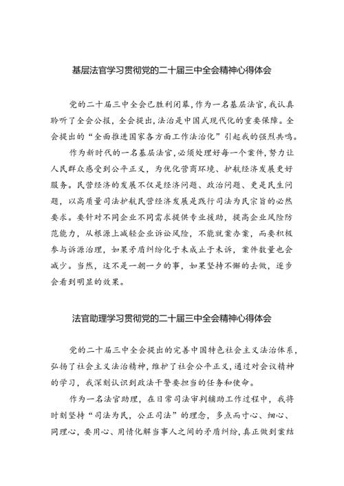 基层法官学习贯彻党的二十三中全会精神心得体会8篇（精选版）.docx