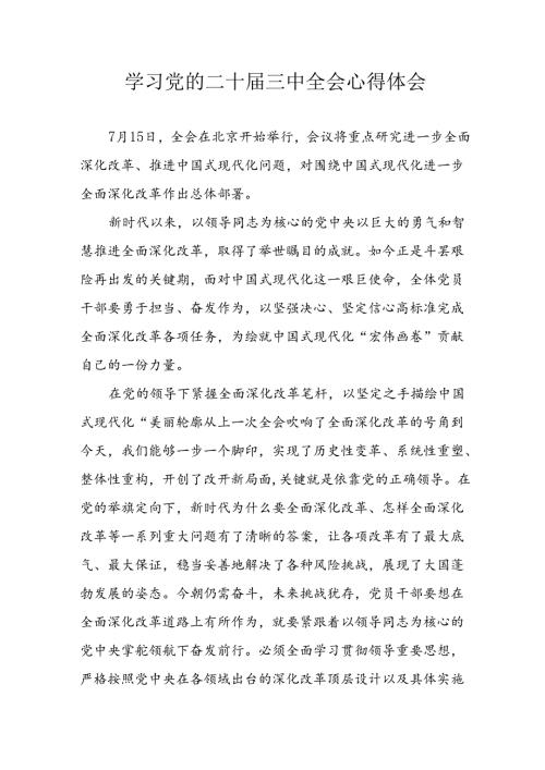 学习2024年学习党的二十三中全会个人心得感悟 （6份）67.docx