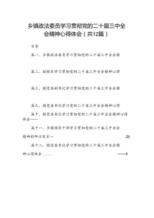 乡镇政法委员学习贯彻党的二十三中全会精神心得体会12篇（详细版）.docx