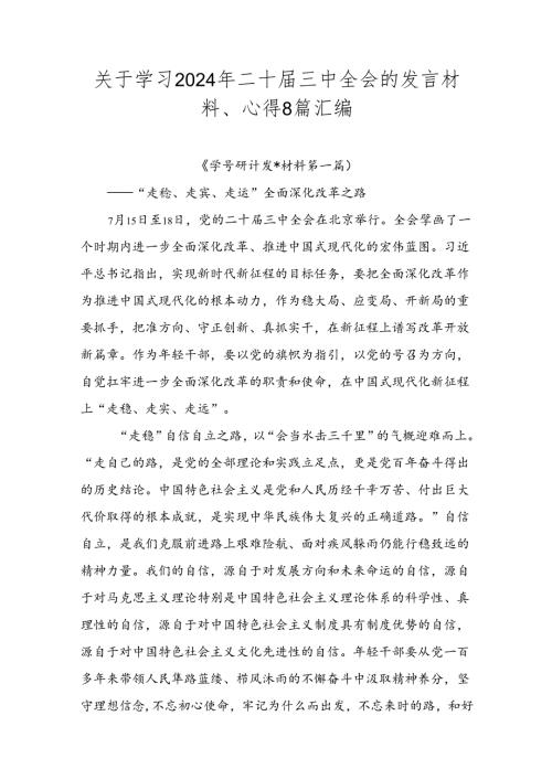 关于学习2024年二十三中全会的发言材料、心得8篇汇编.docx