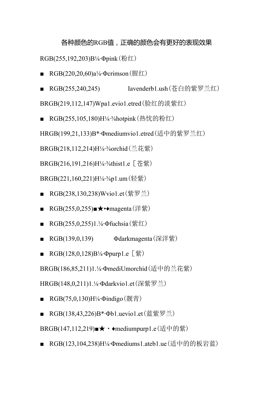 各种颜色的RGB值.docx_第1页
