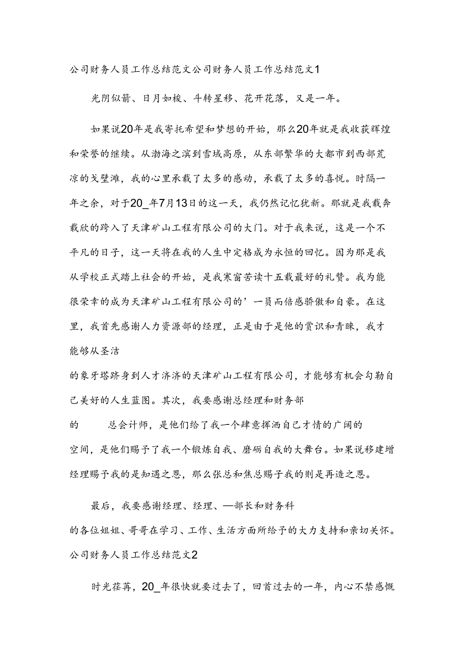 公司财务人员工作总结范文.docx_第1页