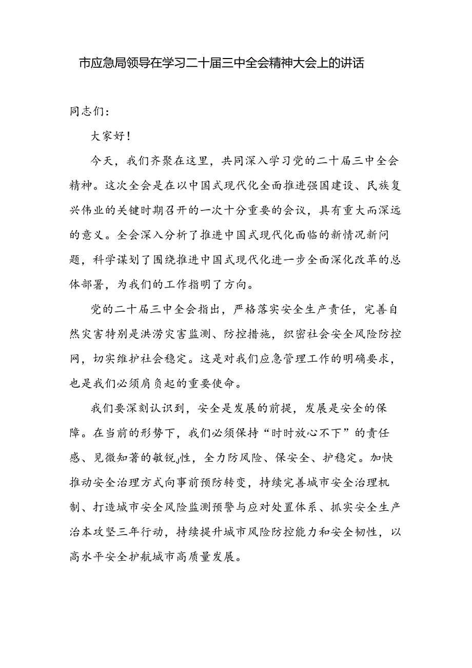 应急管理局书记领导在学习二十三中全会精神大会讲话研讨发言材料3篇.docx_第2页