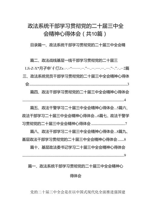 政法系统干部学习贯彻党的二十三中全会精神心得体会10篇供参考.docx