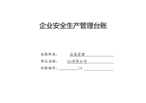 XX有限公司应急管理台账（2024年）.docx
