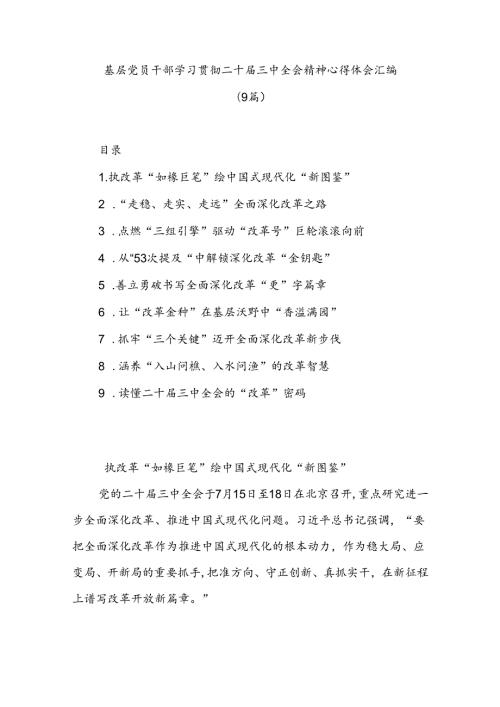 (9篇)基层党员干部学习贯彻二 十三 中全会精神心得体会汇编.docx