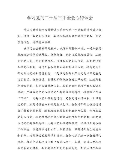 学习2024年学习党的二十三中全会个人心得感悟 （4份）59.docx