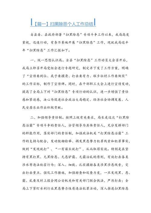 扫黑除恶个人工作总结五篇.docx