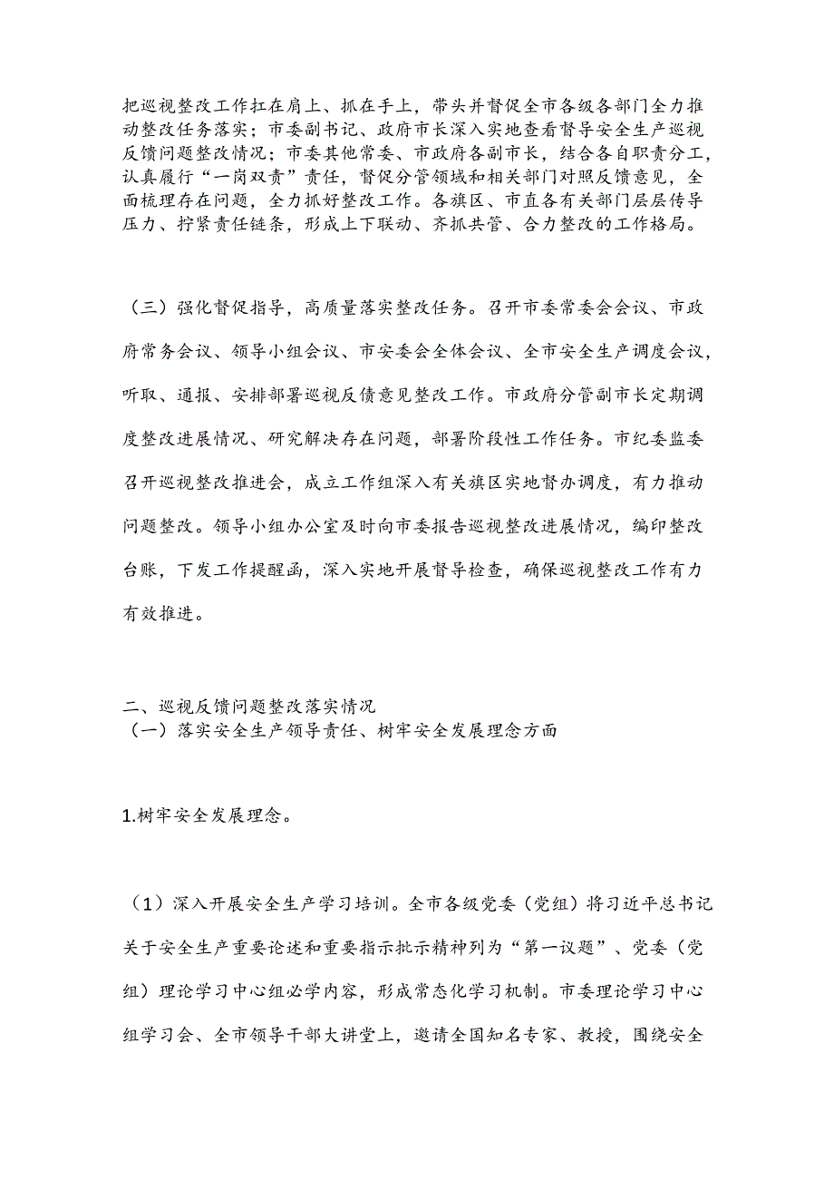 某市关于X自治区党委第X轮安全生产工作专项巡视整改进展情况的报告.docx_第2页