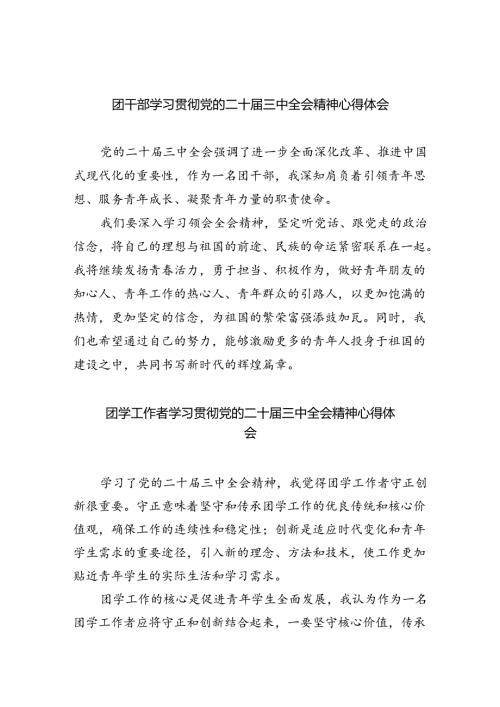 团干部学习贯彻党的二十三中全会精神心得体会8篇专题资料.docx