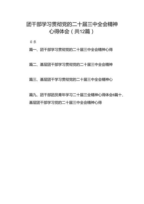 团干部学习贯彻党的二十三中全会精神心得体会12篇供参考.docx