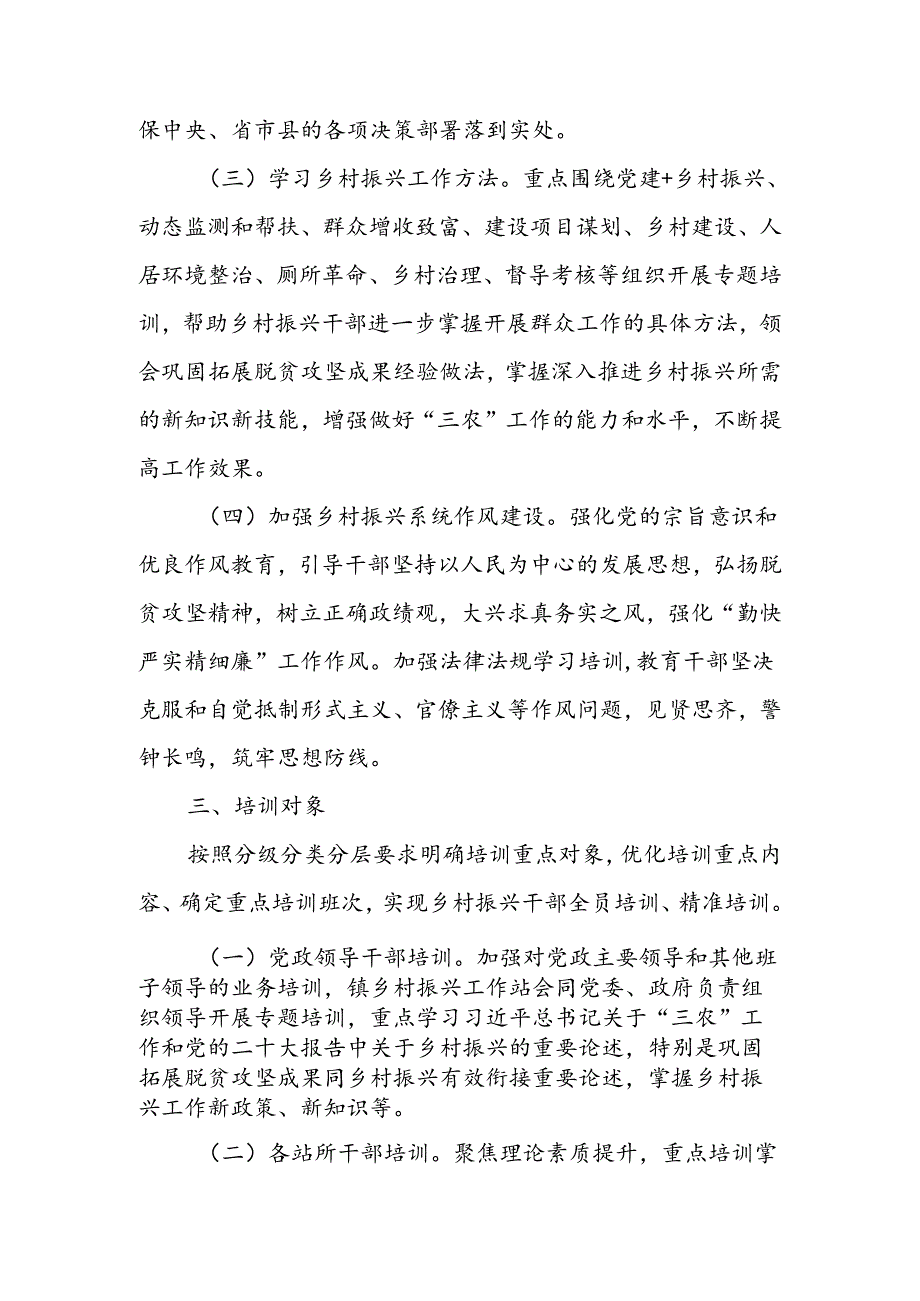 XX镇2024乡村振兴干部培训工作方案.docx_第3页