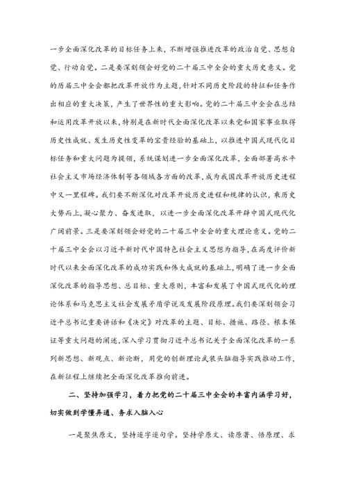 发言2篇：主动作为抓落实 切实推动党的二十三中全会精神落地见效.docx