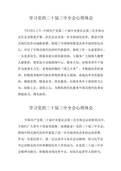 学习2024年党的二十三中全会心得体会 （11份）98.docx