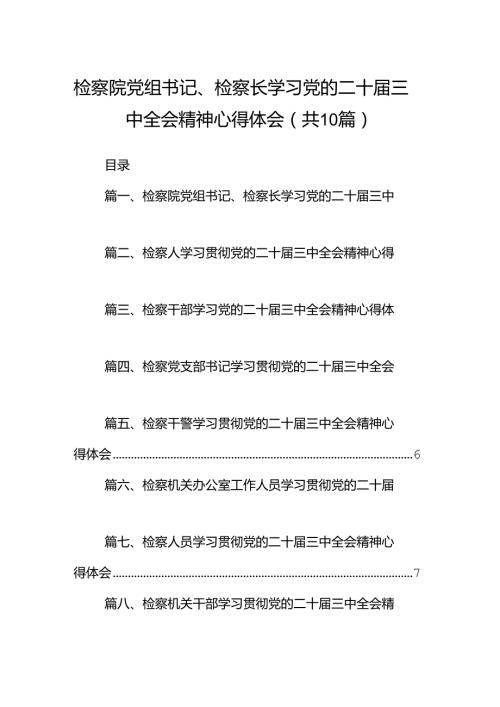 检察院党组书记、检察长学习党的二十三中全会精神心得体会十篇（精选）.docx
