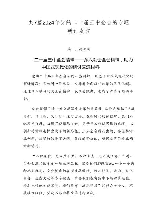 共7篇2024年党的二十三中全会的专题研讨发言.docx