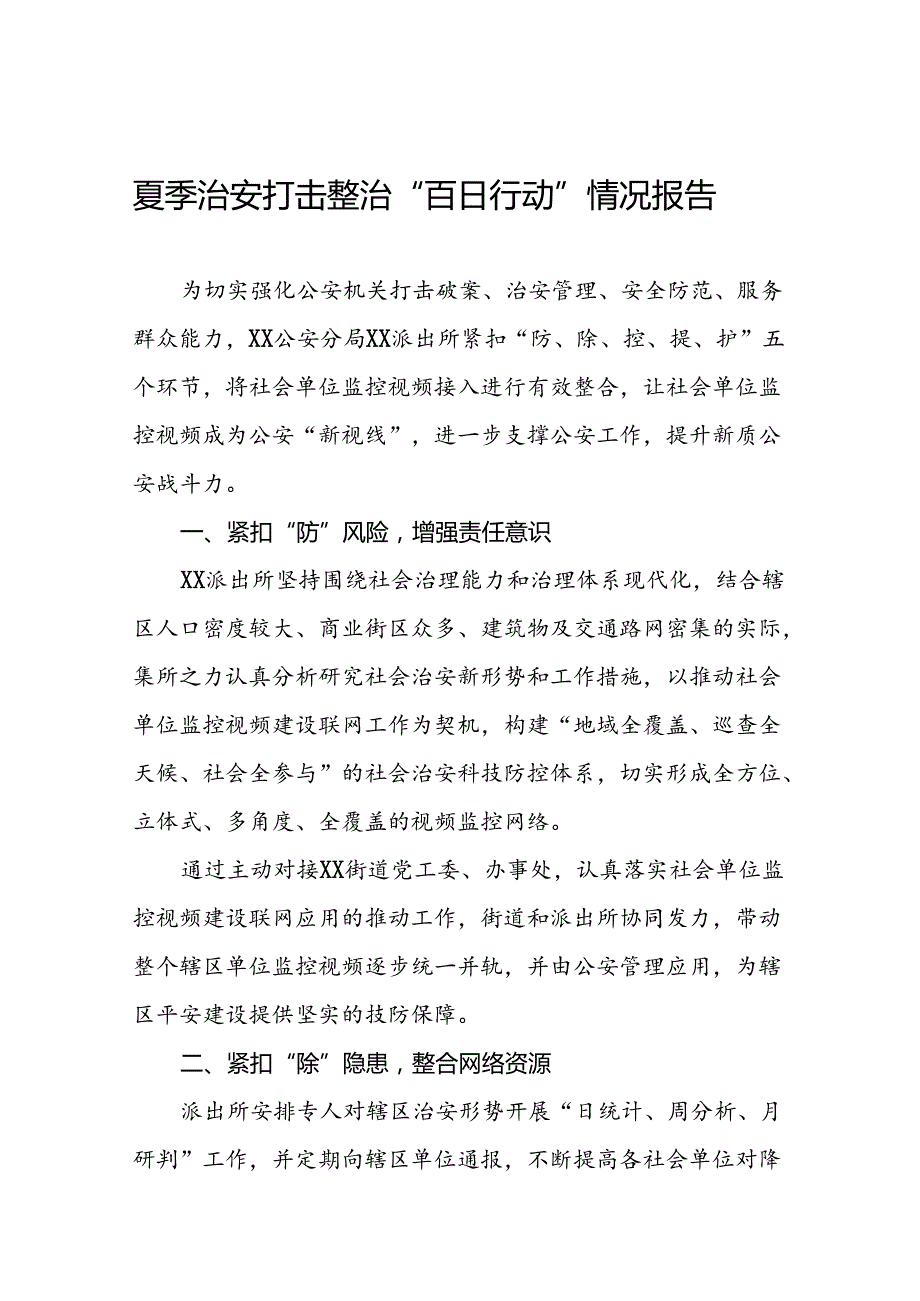 2024年夏季治安打击整治“百日行动”情况报告十四篇.docx_第1页