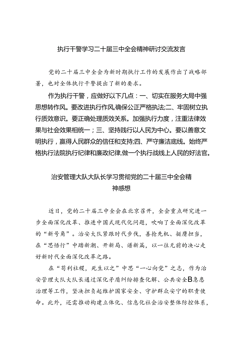 执行干警学习二十三中全会精神研讨交流发言8篇（精选）.docx_第1页