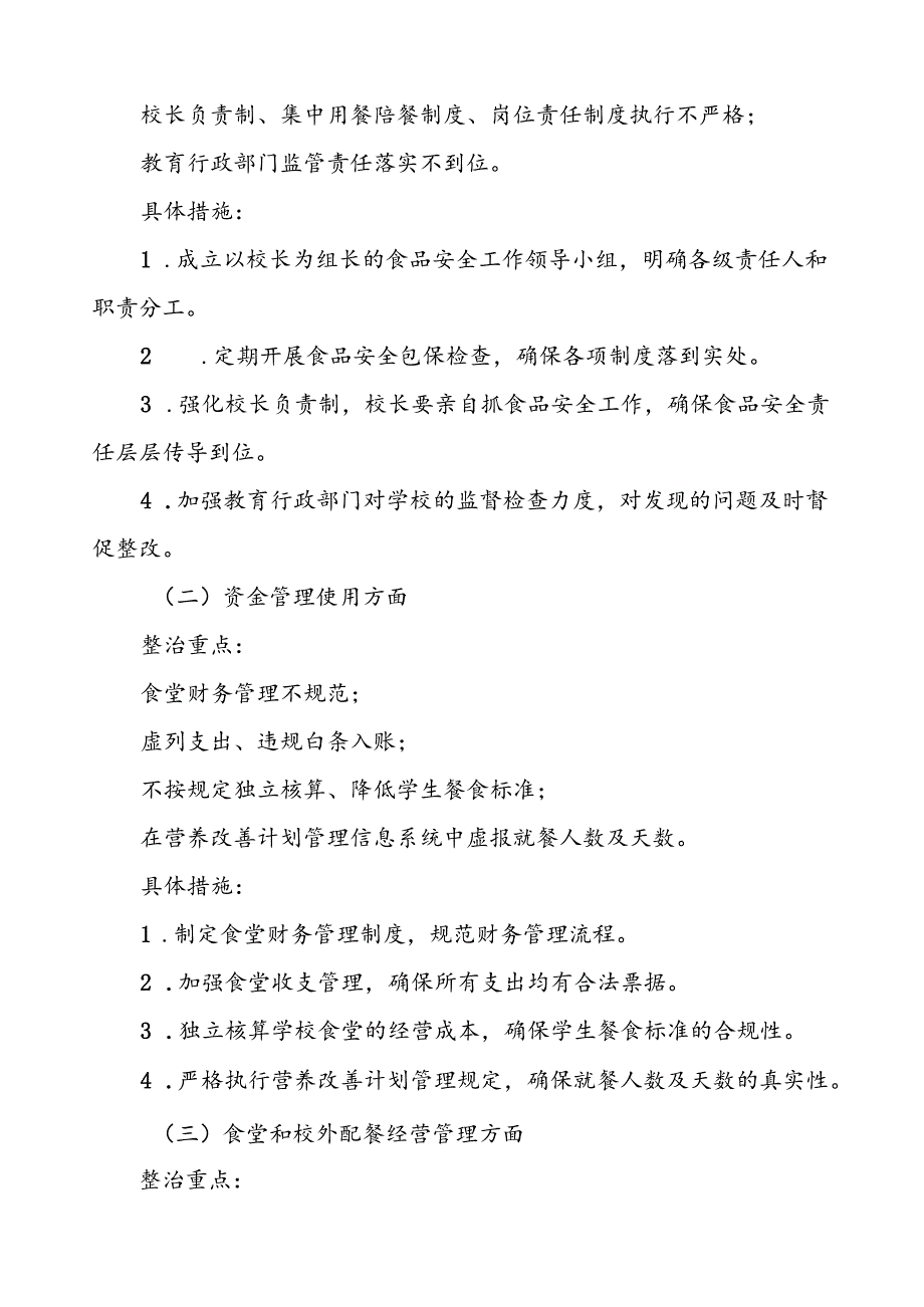 2024年学校校园食品安全与膳食经费管理突出问题专项整治工作方案(9篇).docx_第2页