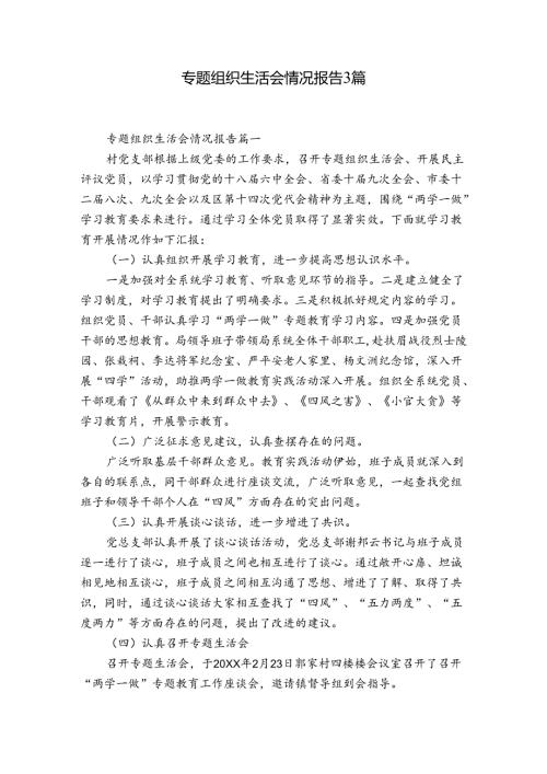 专题组织生活会情况报告3篇.docx