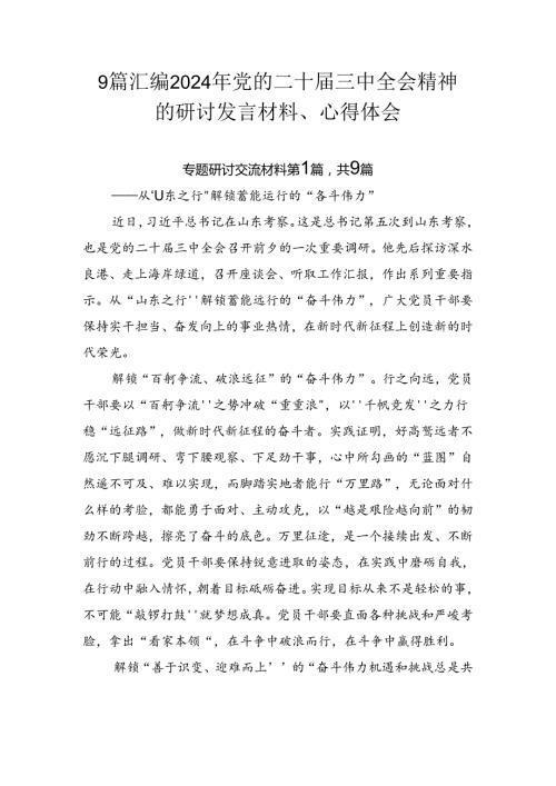 9篇汇编2024年党的二十三中全会精神的研讨发言材料、心得体会.docx