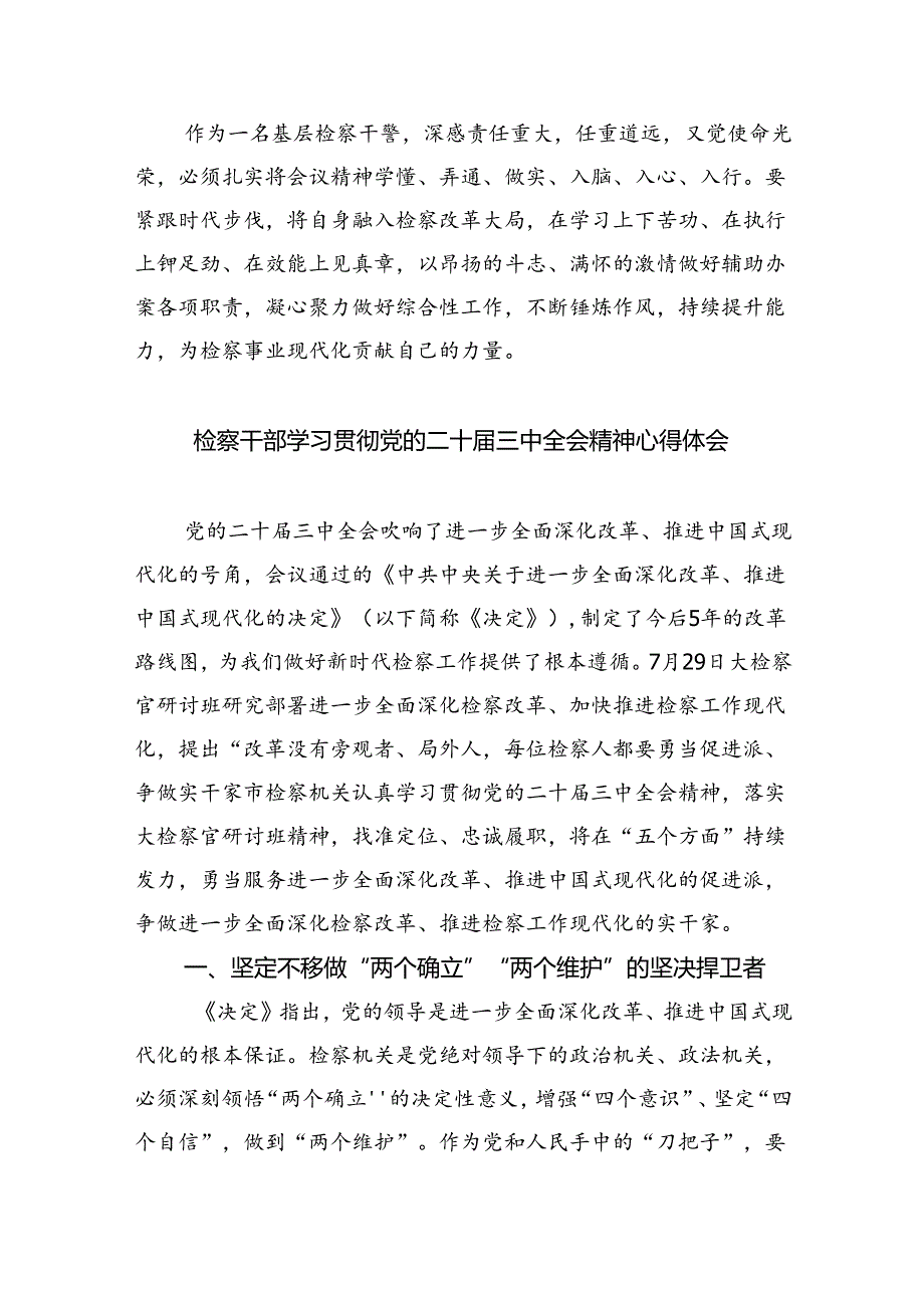 检察官助理学习党的二十三中全会精神心得体会研讨发言四篇（最新版）.docx_第3页