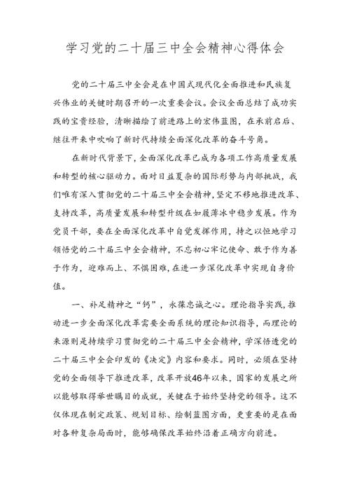 2024年党的二十三中全会精神专题学习研讨交流发言材料心得体会汇编 五篇.docx