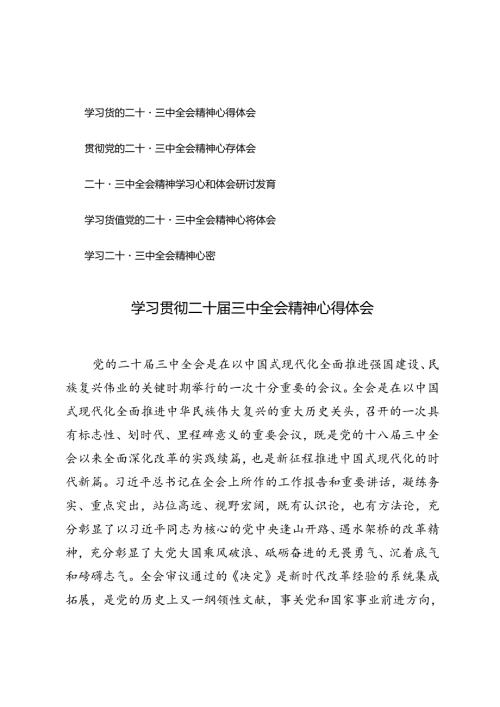 5篇 2024年学习贯彻二十三中全会精神心得体会(1).docx