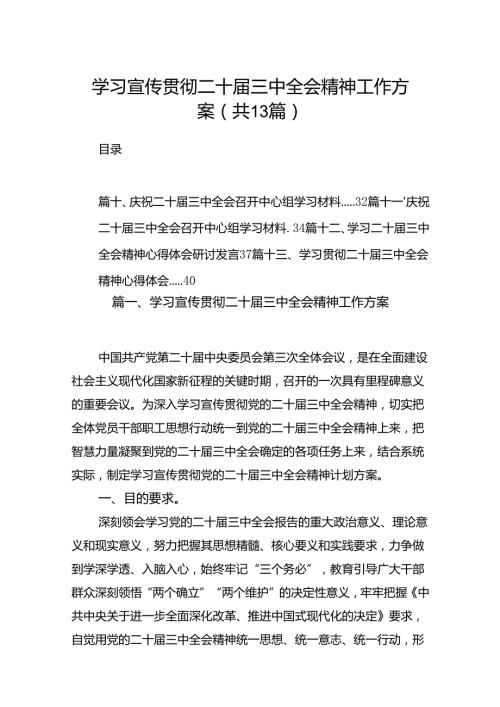 学习宣传贯彻二十三中全会精神工作方案13篇供参考.docx
