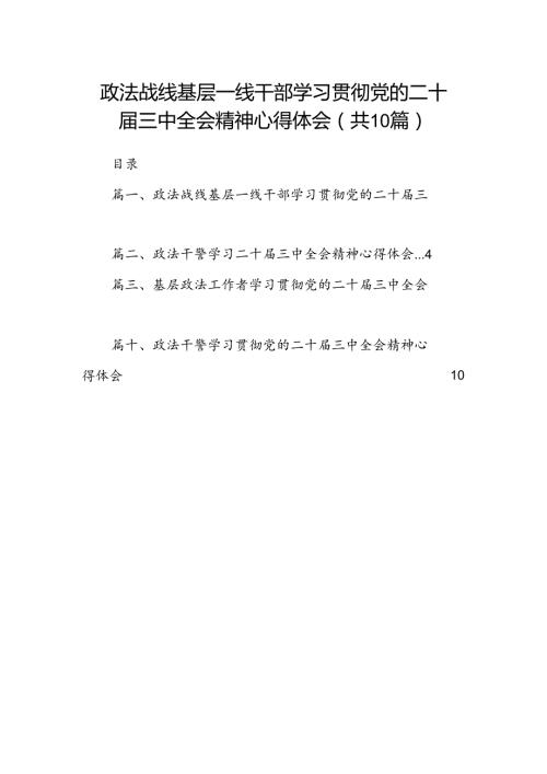 政法战线基层一线干部学习贯彻党的二十三中全会精神心得体会（共10篇）.docx