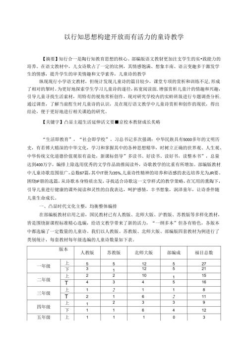 以行知思想构建开放而有活力的童诗教学 论文.docx