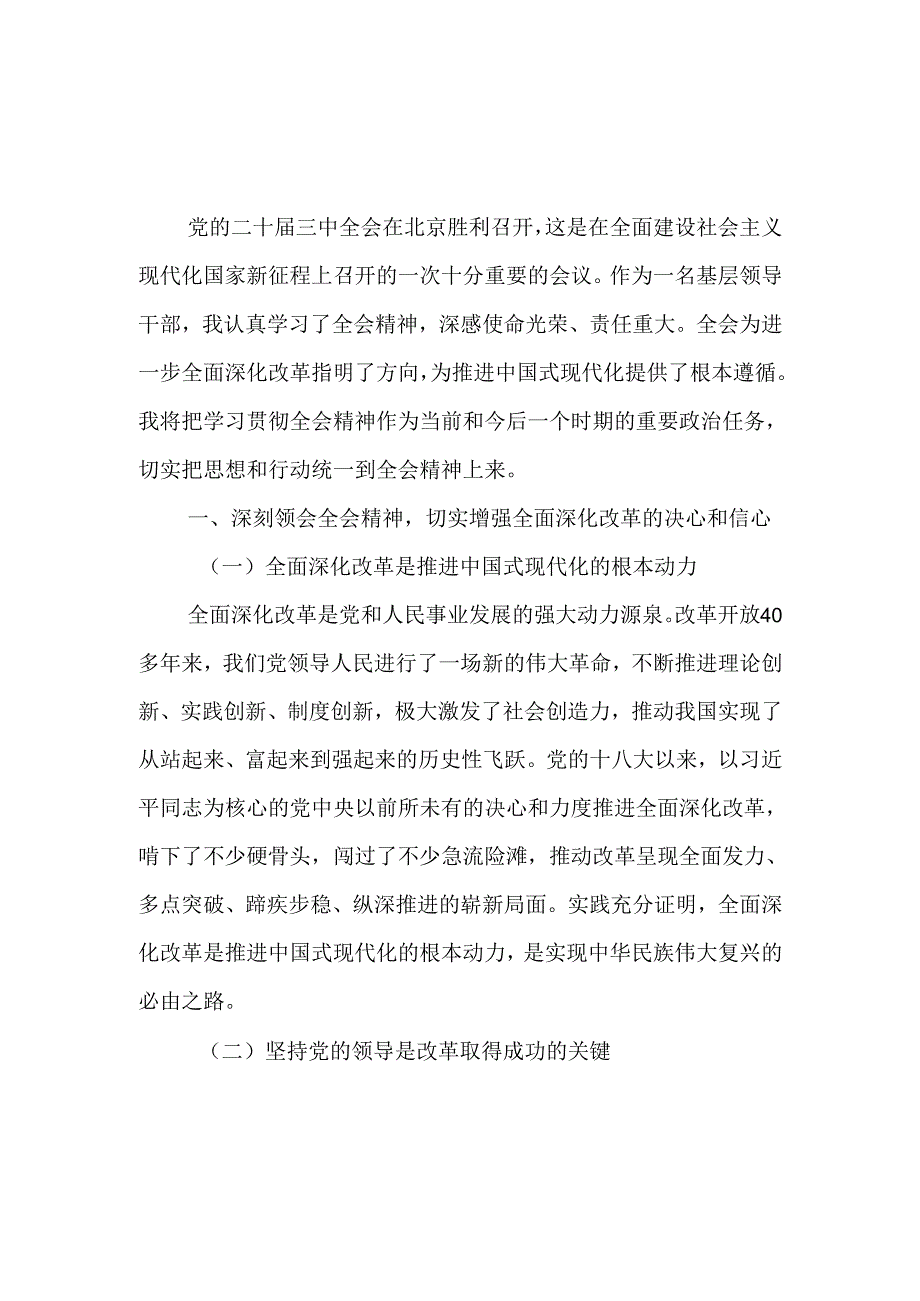 县直部门副职领导学习贯彻党的二十三中全会精神研讨发言（5篇）.docx_第1页