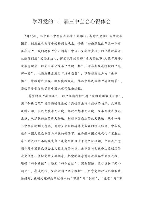 学习2024年学习党的二十三中全会个人心得感悟 （3份）74.docx