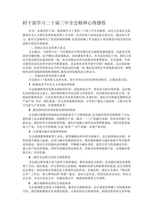 村干部学习二十三中全会精神心得感悟.docx