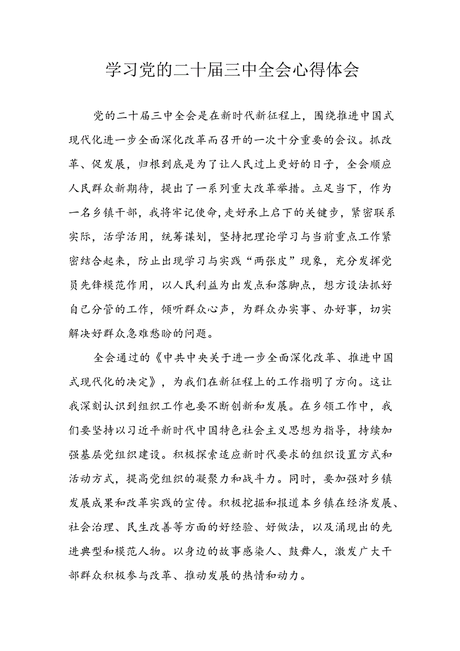 2024年学习学习党的二十三中全会个人心得体会(5).docx_第1页