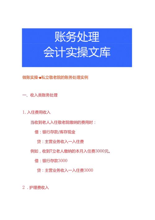 做账实操私立敬老院的账务处理实例.docx