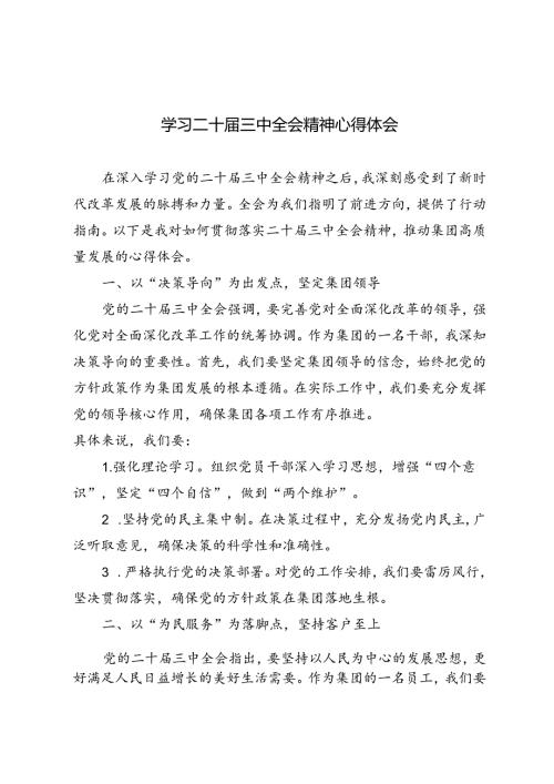 4篇 2024年学习二十三中全会精神心得体会.docx