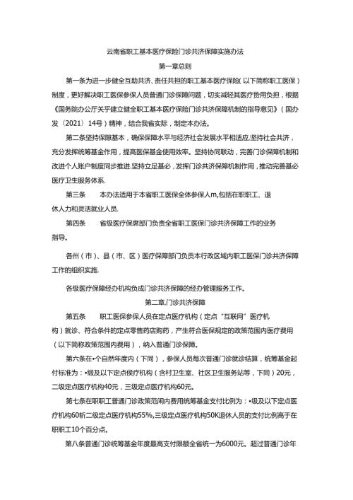 云南省职工基本医疗保险门诊共济保障实施办法全文及解读.docx