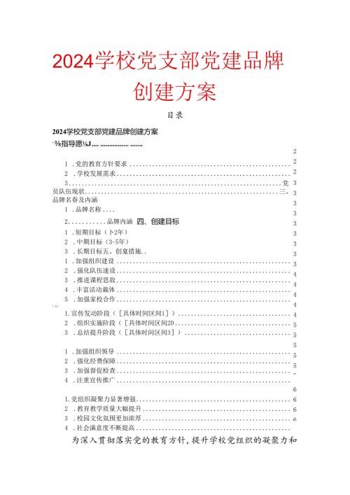 2024学校党支部党建品牌创建方案.docx