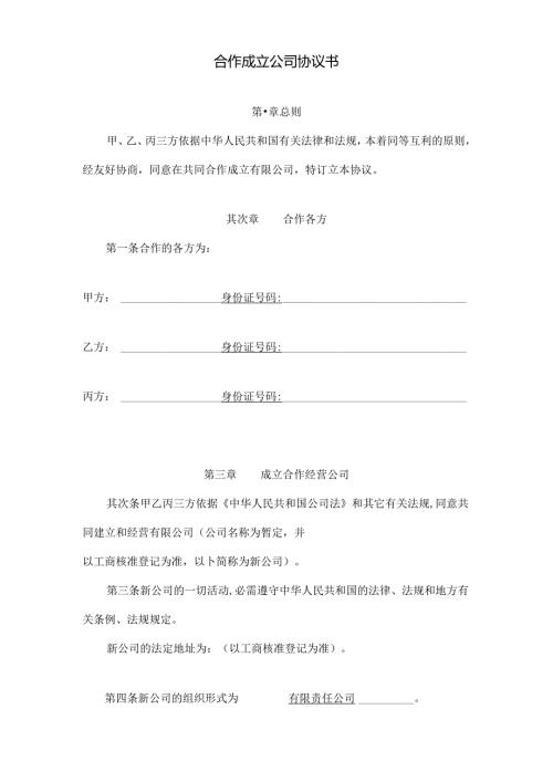 合作成立公司协议书.docx