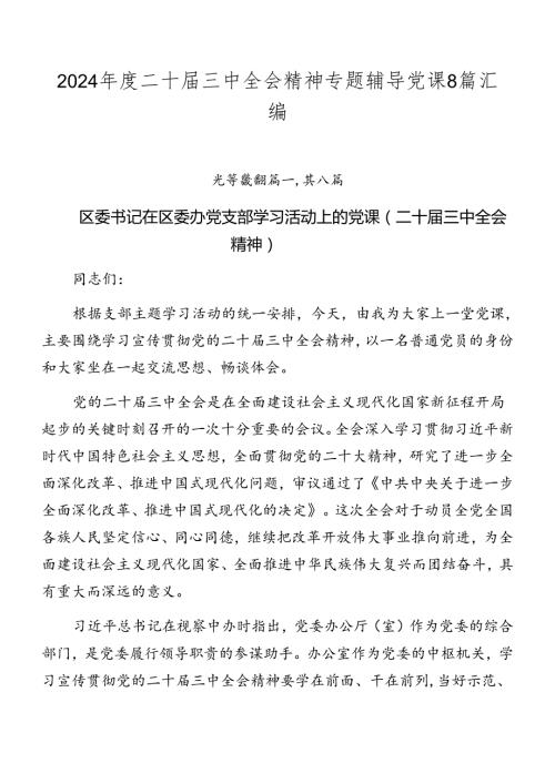 2024二十三中全会精神专题辅导党课8篇汇编.docx